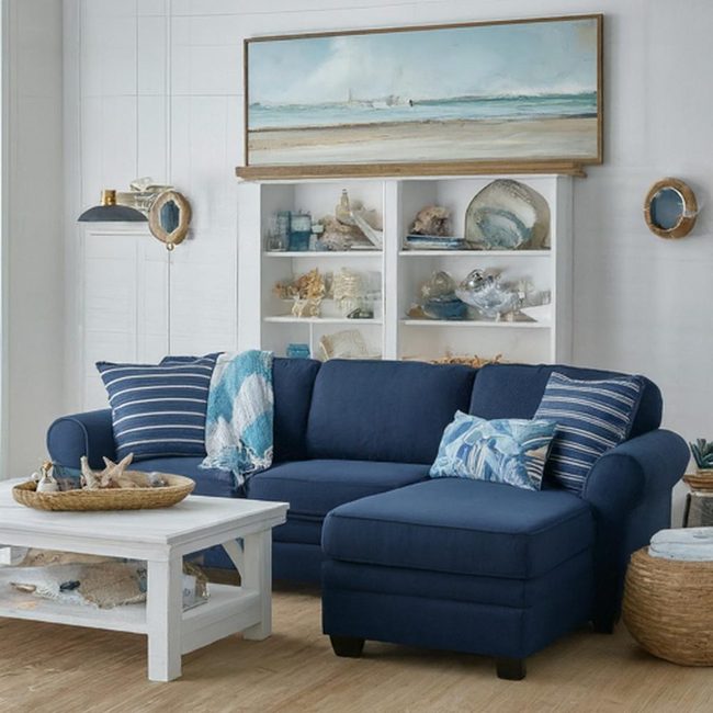Sky Blue Walls With White And Gold