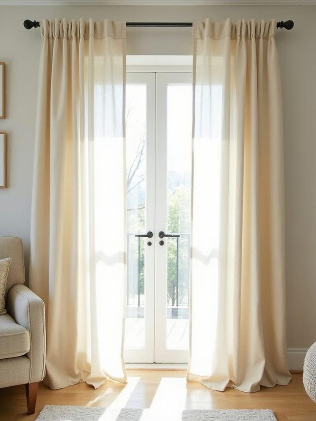 Natural Linen Window Drapes Light