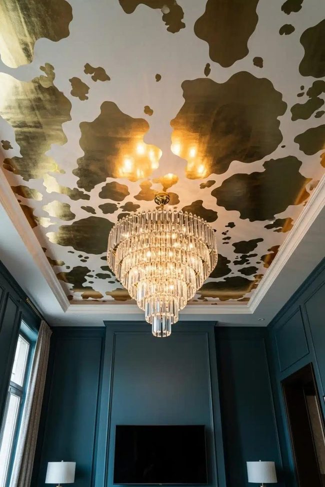 Cow Print Gold Ceiling Statement