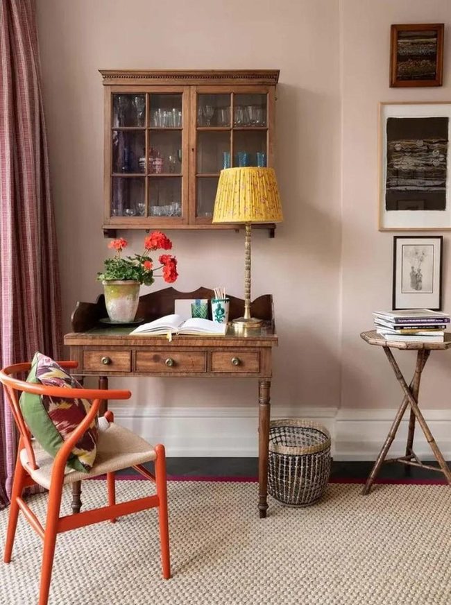 Sunlit Workspace With Yellow Lamp