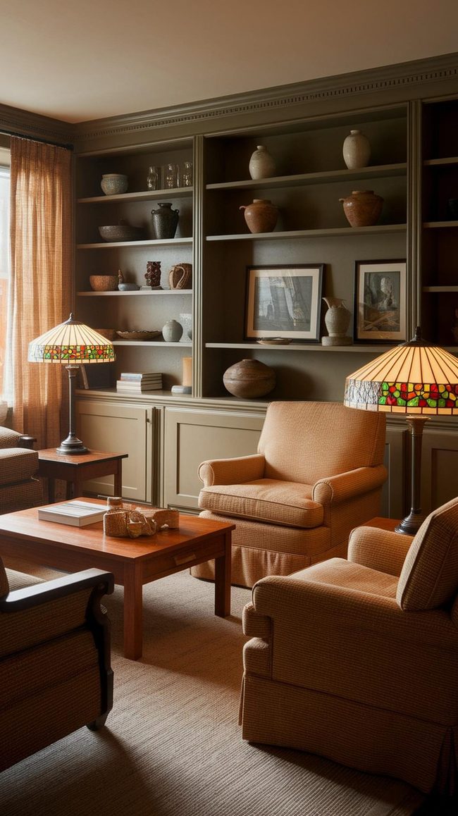 Dark-Stained Wood And Leather