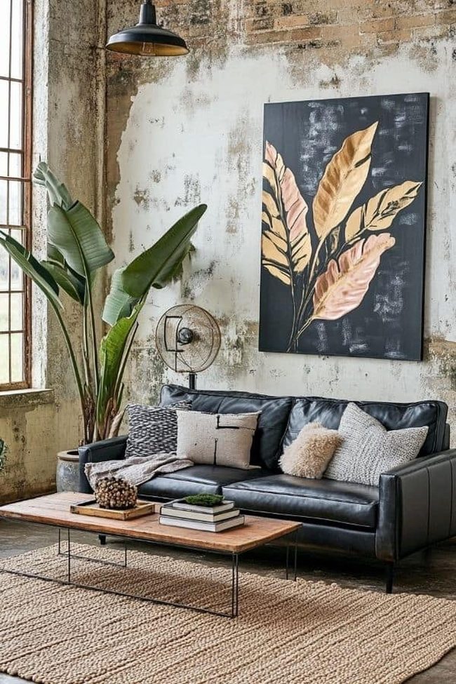 Exposed Brick Meets Dark Leather
