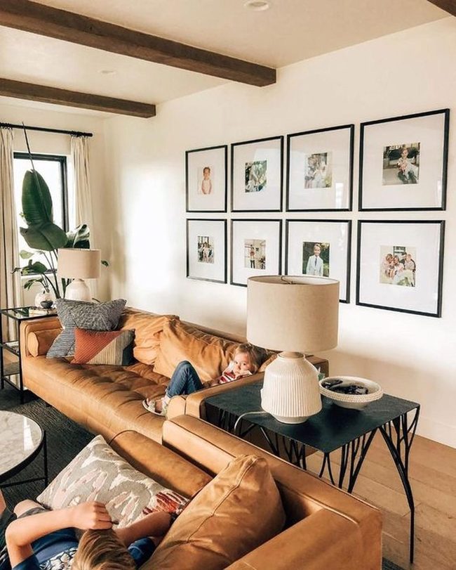 Brown Leather Meets Wooden Beams