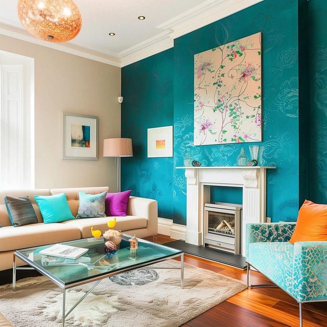 Teal With Warm Orange Accents