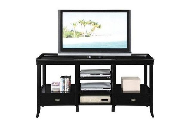 Black Wood Tv Stand Open Display Storage