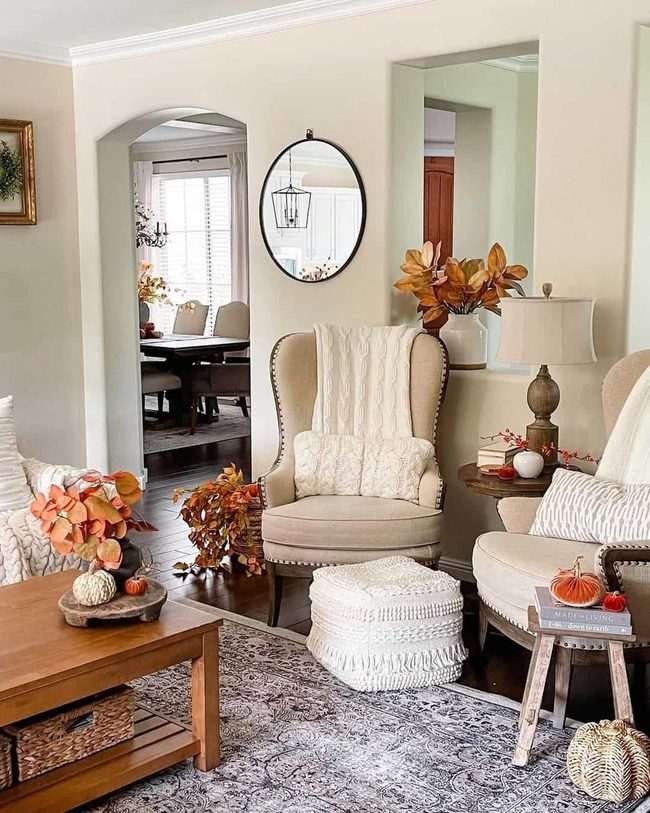 White Woven Poufs Center Stage