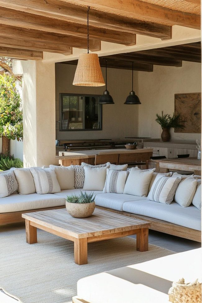 Blue And White Striped Seating