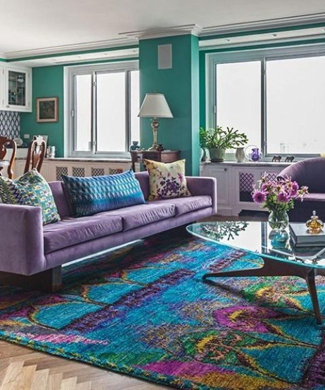 Teal Walls Purple Sofa Burst