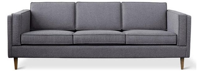 Gray Linen Sofa With Tapered Legs