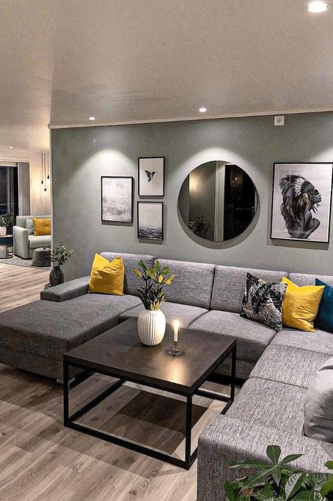 Gray Sectional With Yellow Warmth