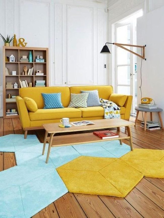 Yellow Sofa Energizes Modern Living