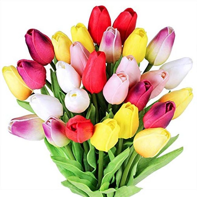 Airy Tulips In Clear Vases