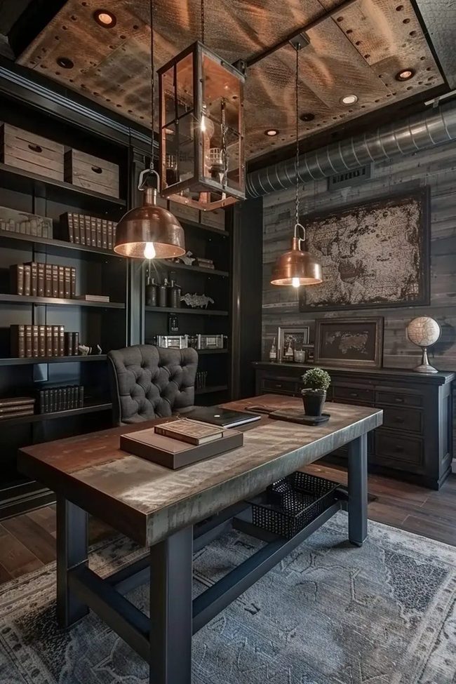 Exposed Brick Metal Industrial Workspace