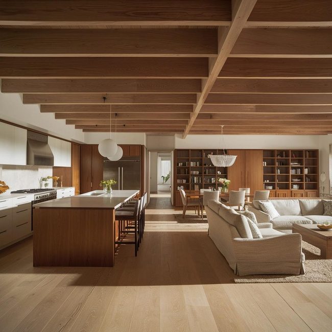 Untreated Teak Open-Plan Living