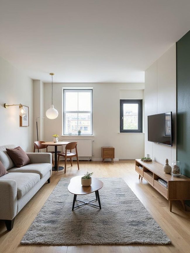Rugs And Lighting Define Living Zones