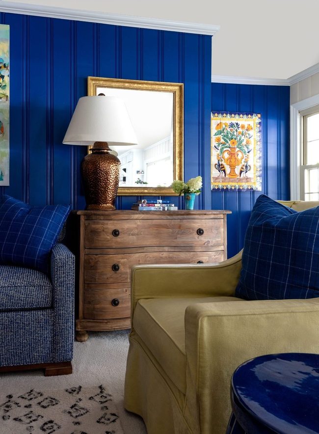 Deep Blue Statement Wall