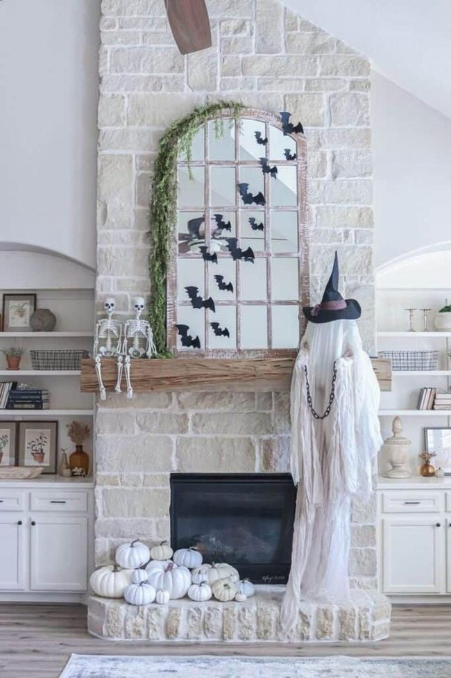Black Bats Stone Fireplace