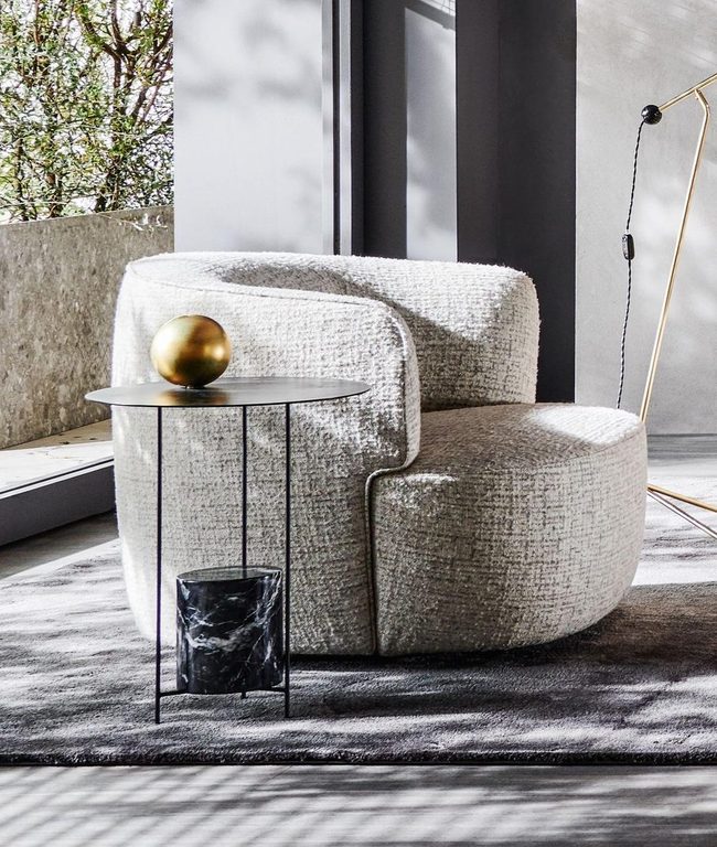 Cream Bouclé Meets Polished Marble