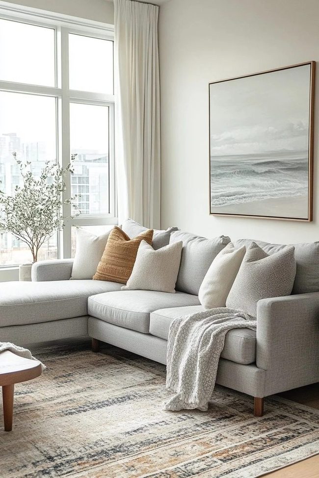 Grey Sofa Meets Metallic Accents