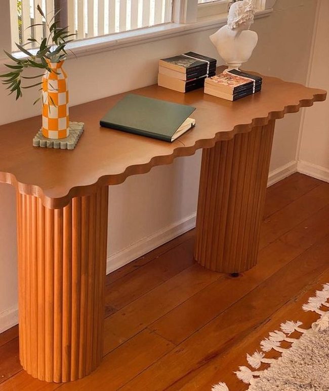 Natural Wood Grain With Orange Accents