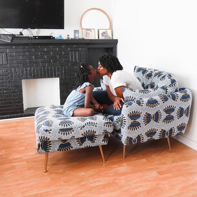 Patterned Chair With Gold Legs