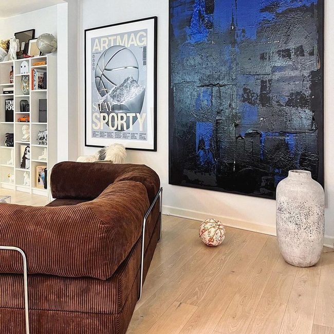 Deep Blue Meets Warm Brown Art