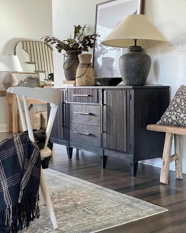 Black Buffet Storage Breakfast Nook