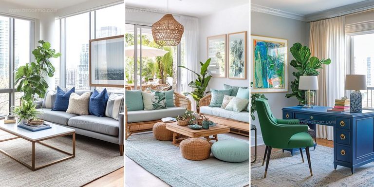 9900414 Modern Blue and Green Living Rooms