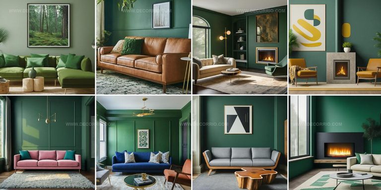 7254029 Built-In Forest Green Living Room Ideas