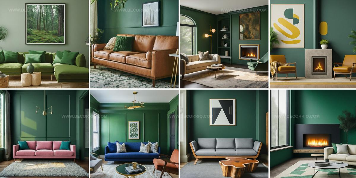 7254029 Built-In Forest Green Living Room Ideas