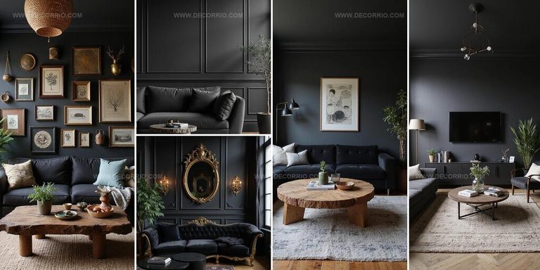 3100671 Dark Black Living Room Decor Ideas