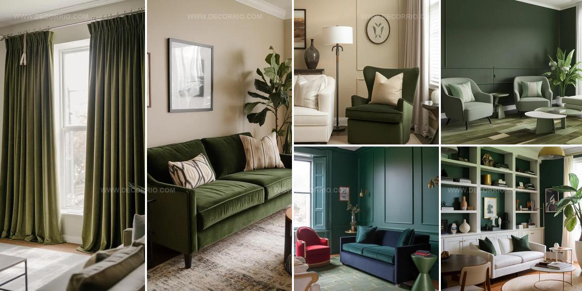 4120107 Romantic Forest Green Living Room Ideas
