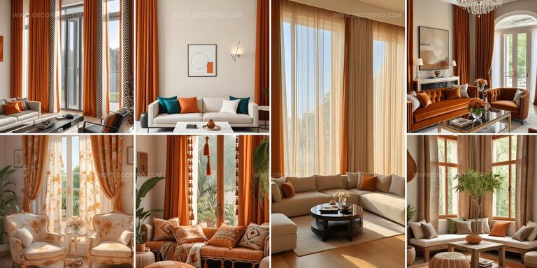 8221143 Chic Burnt Orange Curtains