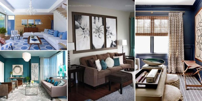 1527486 Brown And Blue Living Room Styles