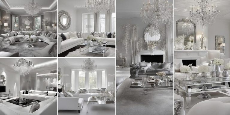 7086711 White & Silver Living Room Ideas