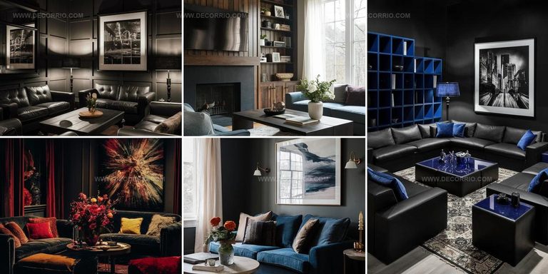9285015 Midnight Dark and Moody Living Room Ideas