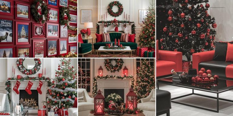 3839787 Red Christmas Living Room Decor Ideas
