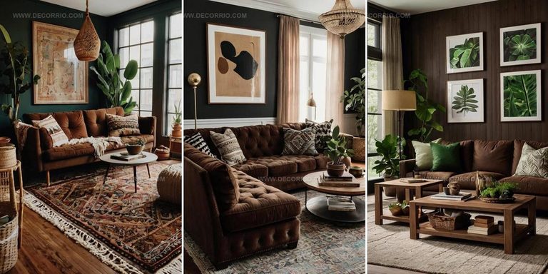 3187354 Glam Dark Brown Couch Living Room Ideas