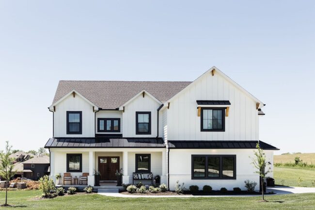 White Farmhouse with Black Trim