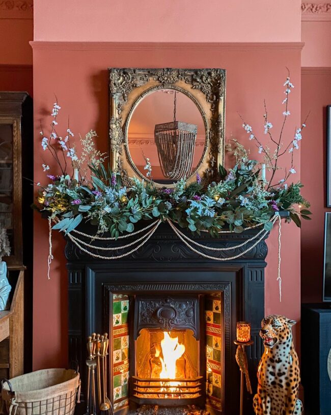 Floral Charm Adorning the Mantel