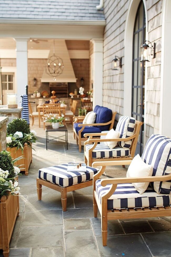 Coastal Serenity with Stripes and Wood