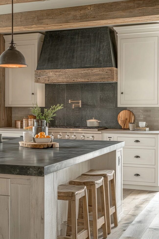 Natural Stone and Wood Kitchen Harmony