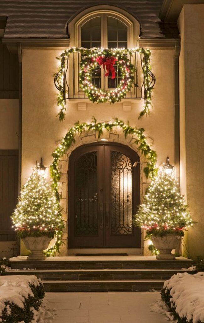 Timeless Entryway Adorned with Garlands