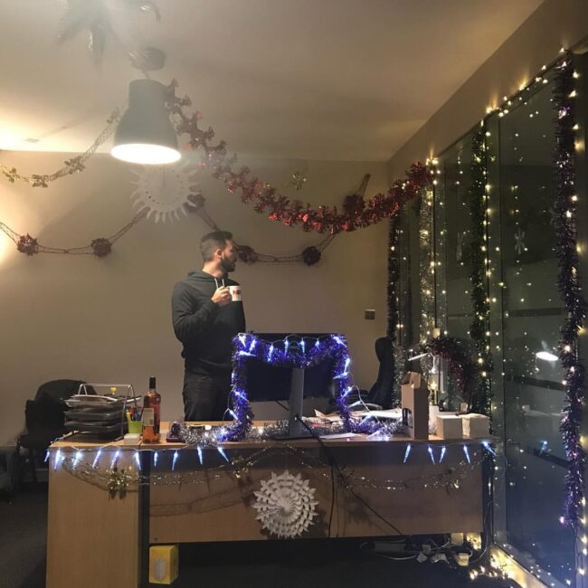 Timeless Tinsel and Garland Office Accents