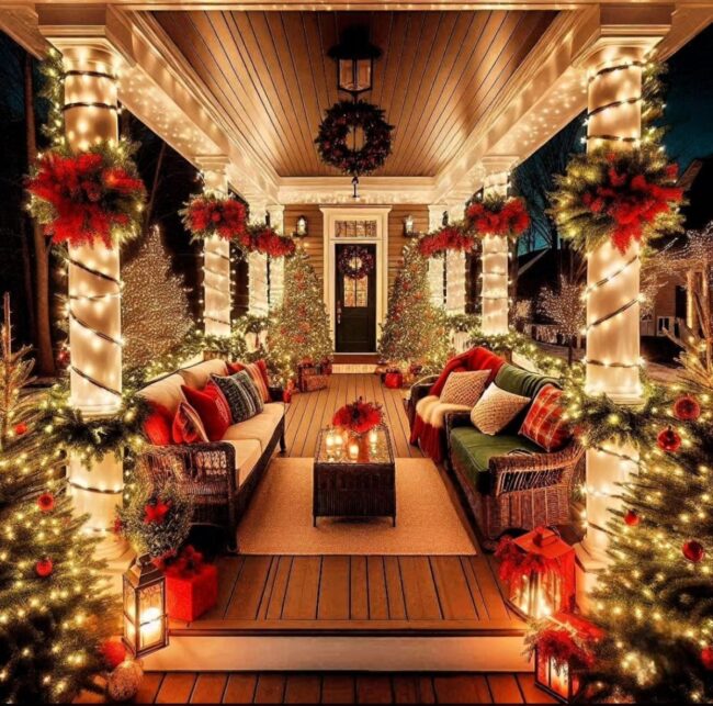 Inviting Porch Setup with Soft Illumination