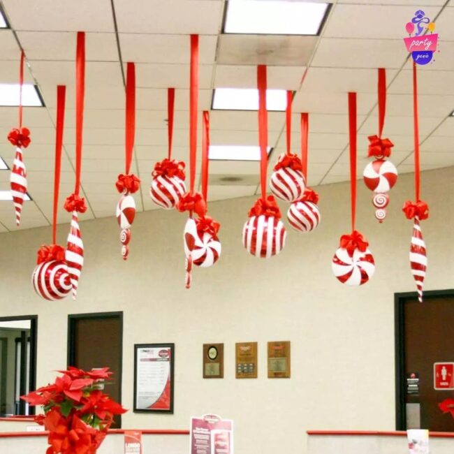 Whimsical Candy Cane Ceiling Decorations