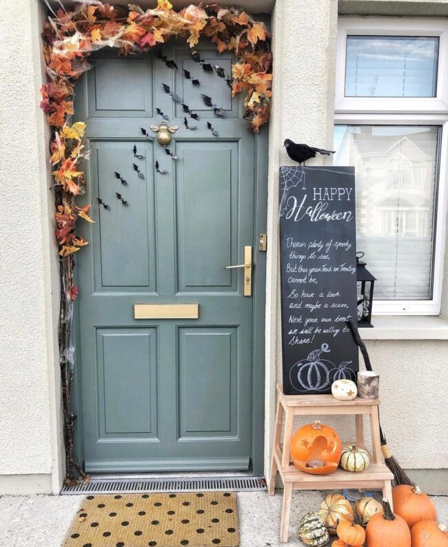 Autumn Leaves with Bats Decor