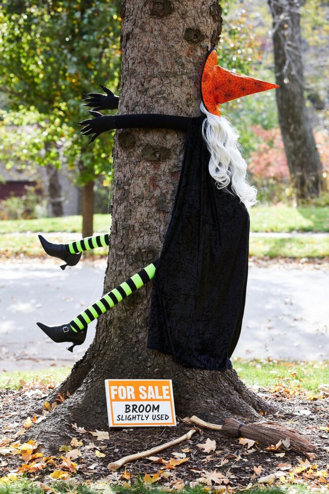 Crashed Witch Slumped Against a Tree
