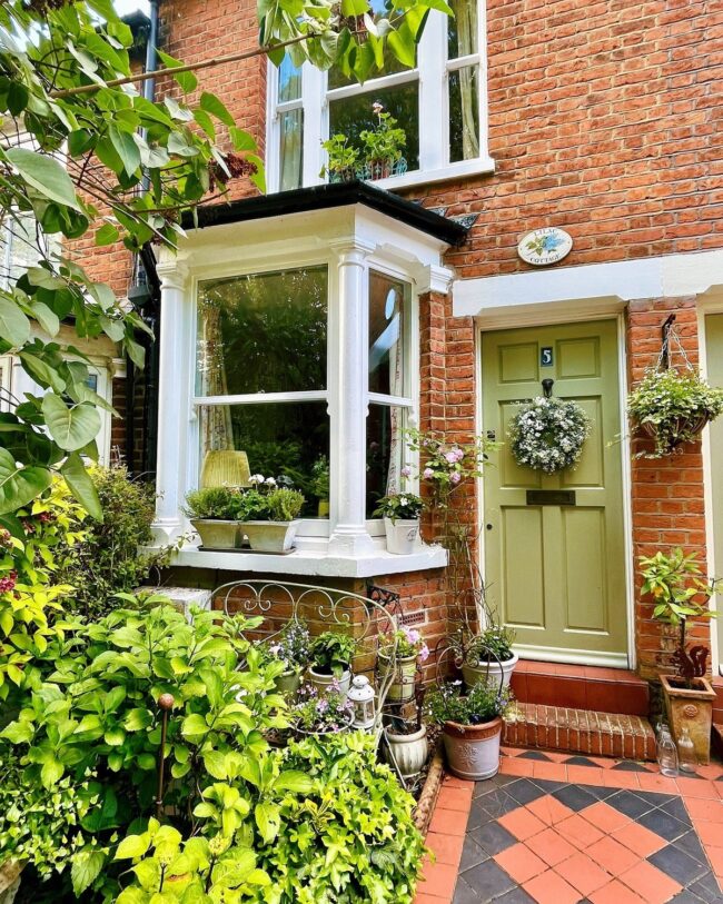Cottage-Style Charm with a Sage Green Door