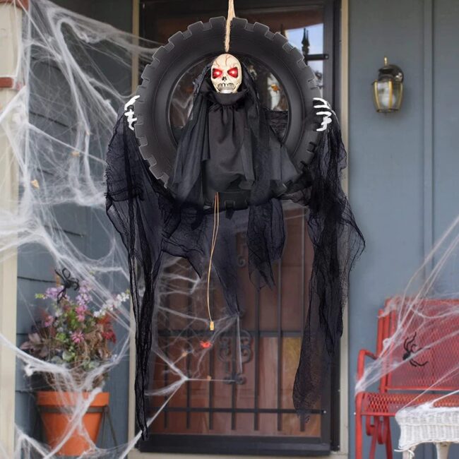 Hanging Tire Witch for Your Spooky Space